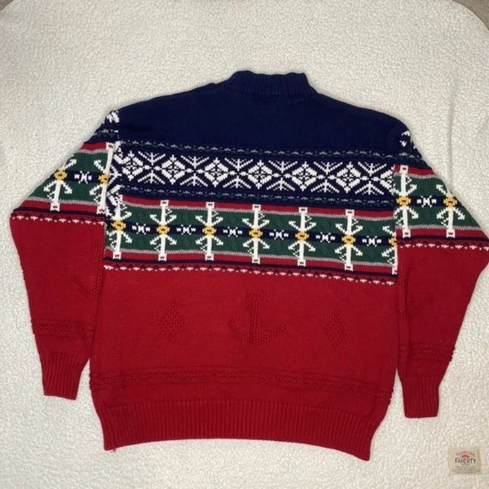 Vintage Nautica Snowflake Mock Neck Sweater: Size Large